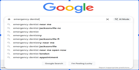 Emergency-dentist-Google-autocomplete-screenshot