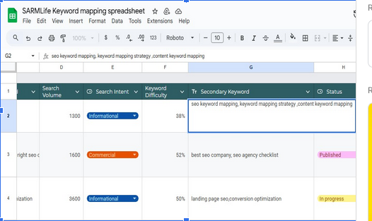 A COMPLETE GUIDE TO KEYWORD MAPPING FOR SEO + FREE TEMPLATE (2026) 5 SARMLife-keyword-mapping-template-3