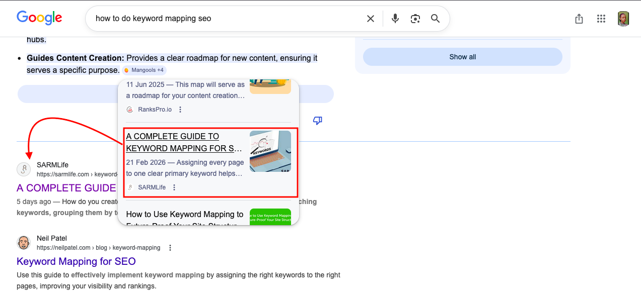 SARMLife-Keyword-Mapping-post-in-AI-Overview-after-5-days